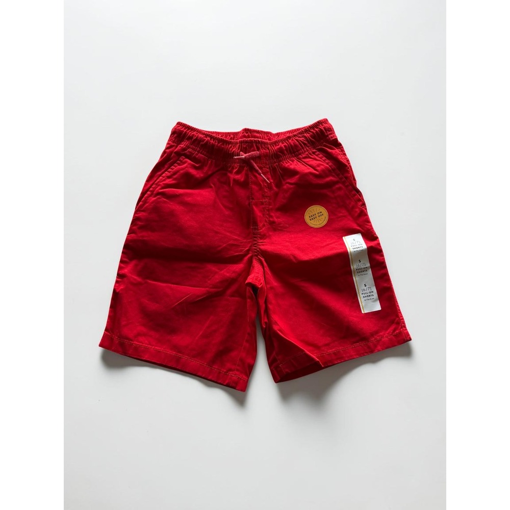 Cat & Jack Boys Pull-On Shorts Red Size S 6/7 Flexible Drawstring Waist NWT